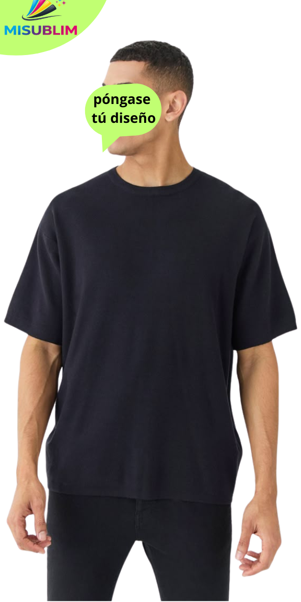 Camiseta negra de manga corta de algodón