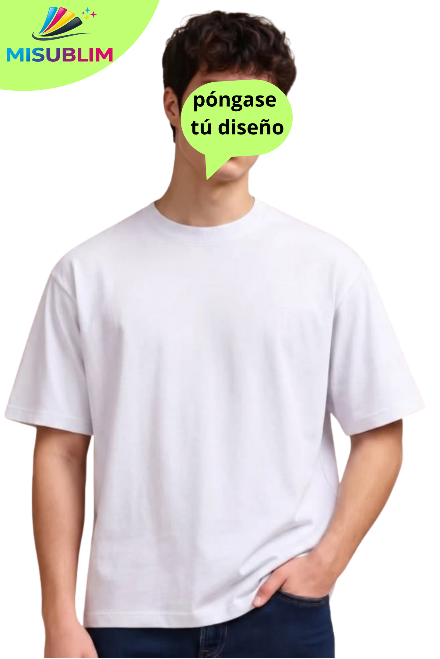 camiseta blanca de manga corta de algodón