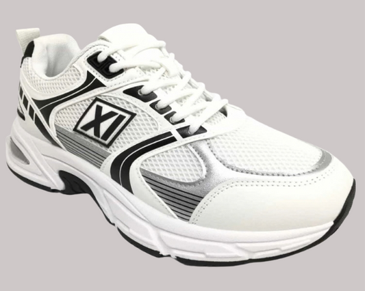 Zapatillas unisex de estilo deportivo en blanco y gris